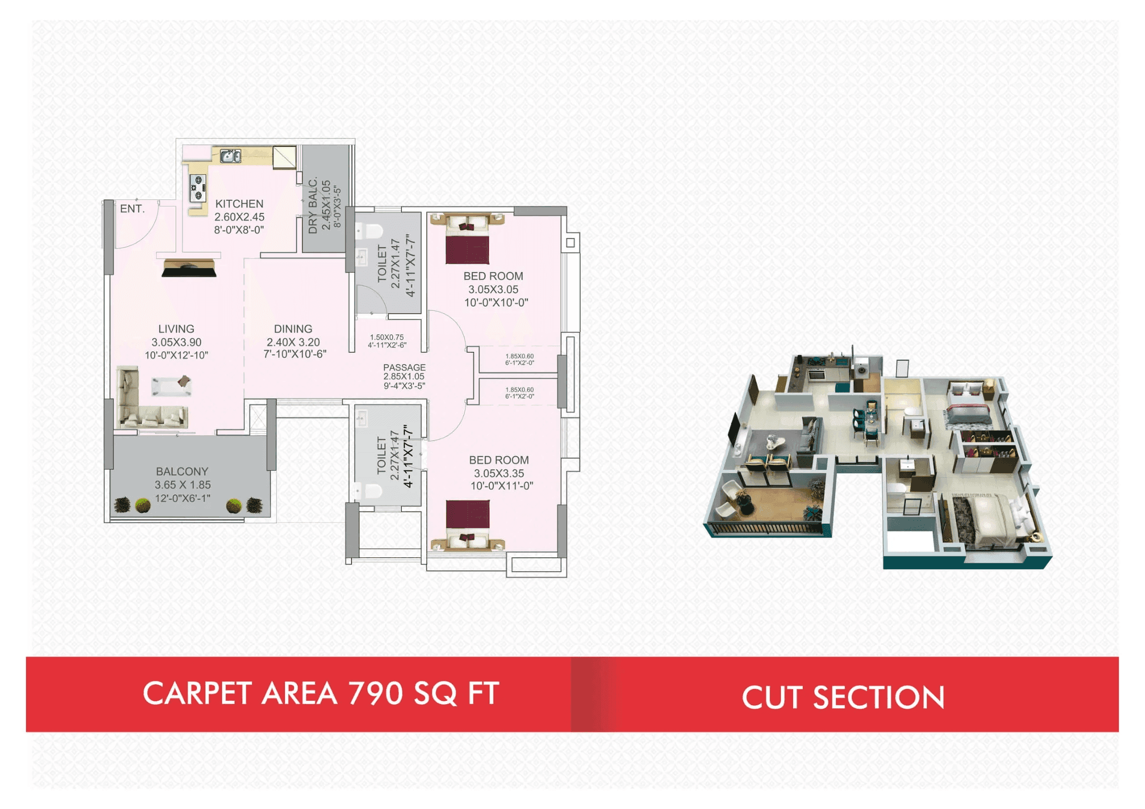 Unit plan - 790 sq.ft.