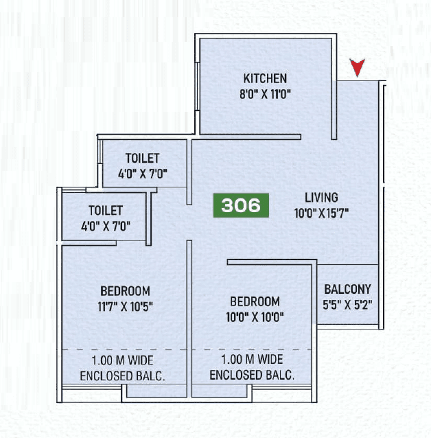 Anshul Unity Unit plan - 619 sq.ft.