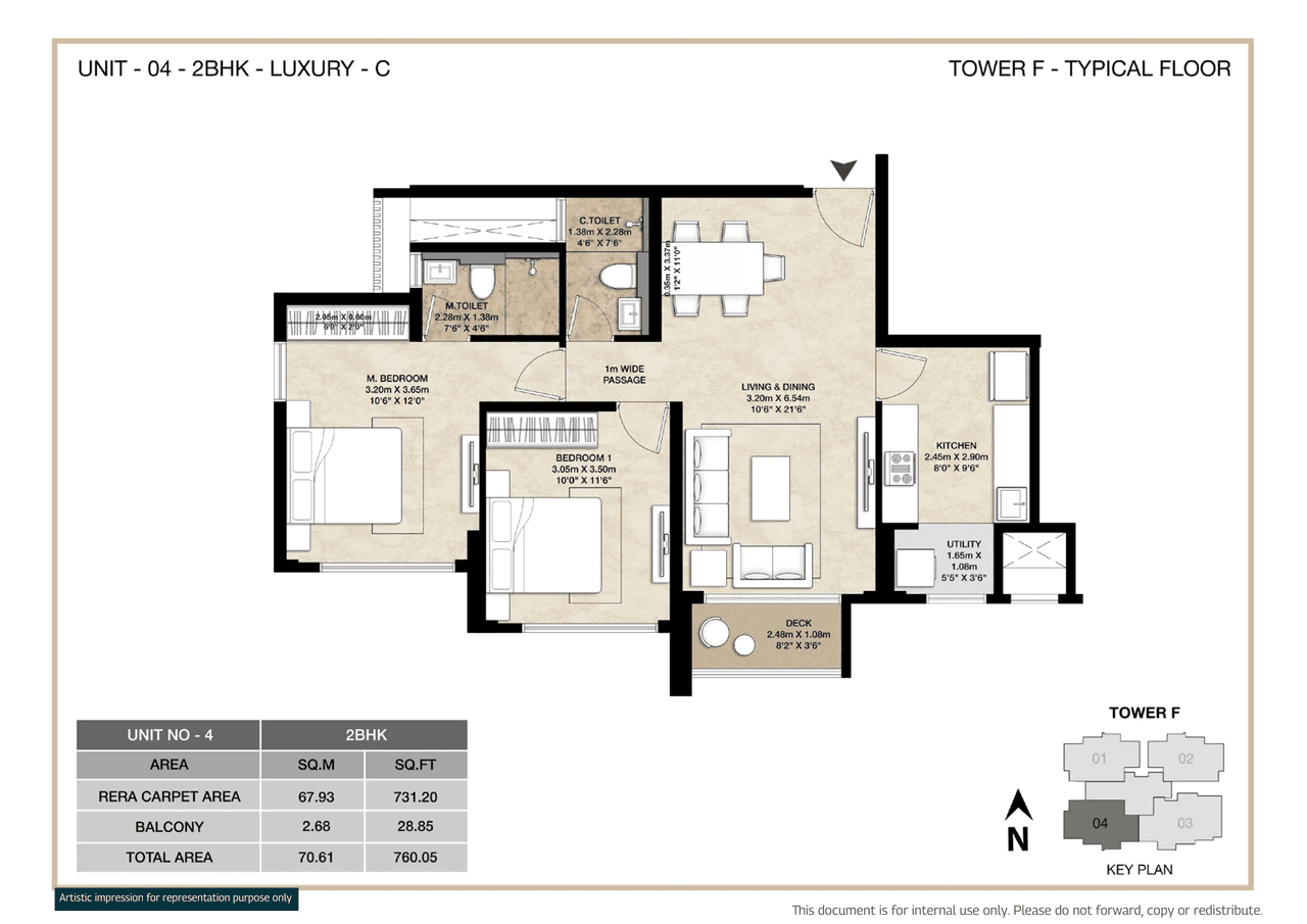 Mahindra Marina 64 Unit plan - 761 sq.ft.
