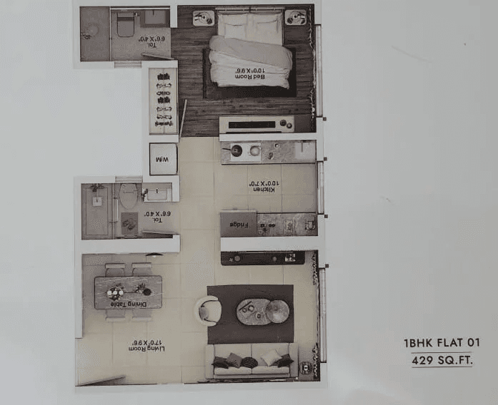 Konark Vaayu Unit plan - 428 sq.ft.