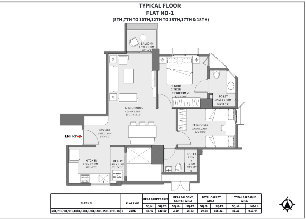 Naiknavare Central Vista Unit plan - 656 sq.ft.