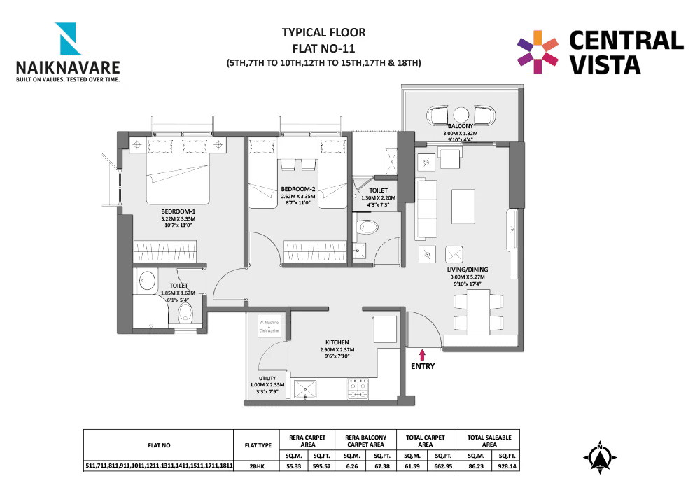 Naiknavare Central Vista Unit plan - 664 sq.ft.