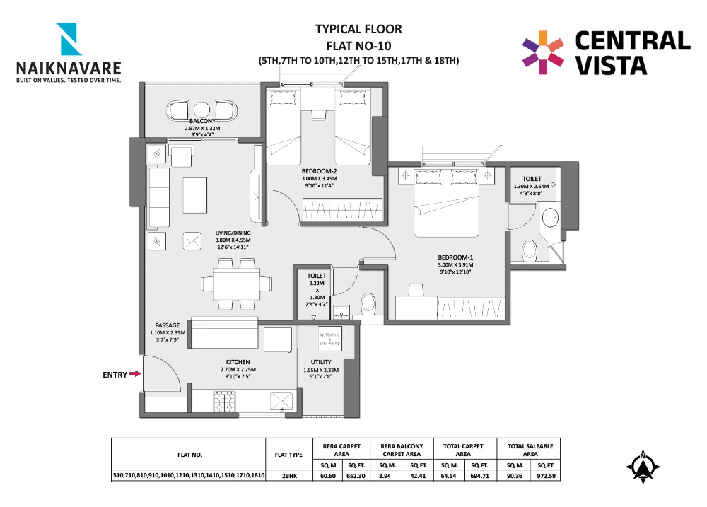 Naiknavare Central Vista Unit plan - 695 sq.ft.