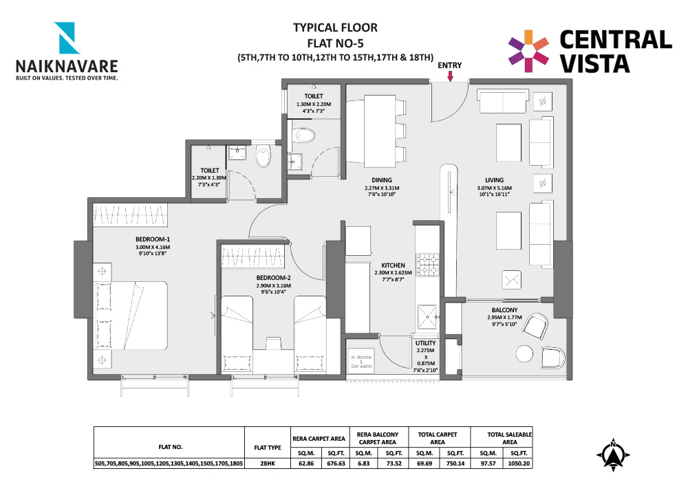 Naiknavare Central Vista Unit plan - 750 sq.ft.