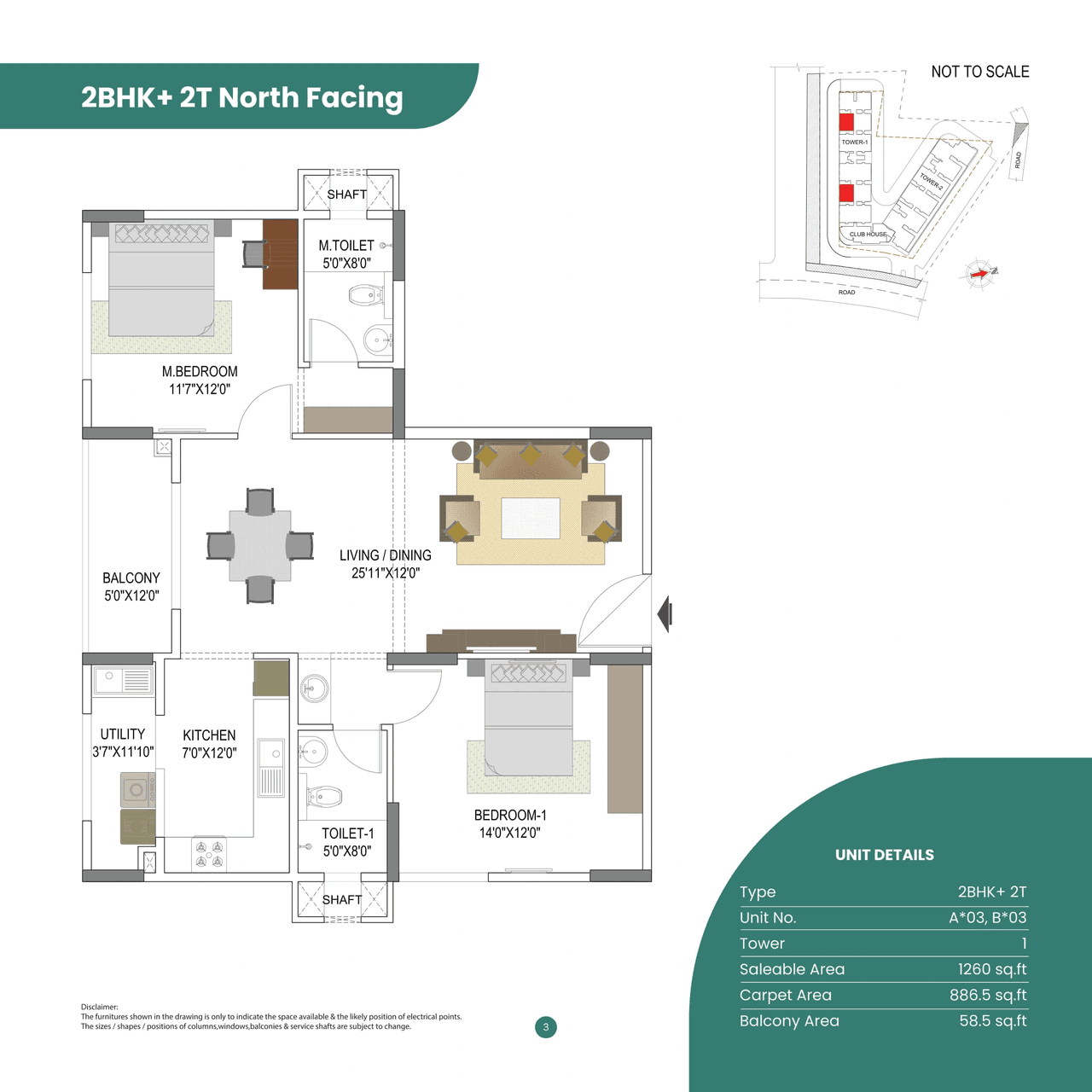 Elegant Takt Unit plan - 945 sq.ft.
