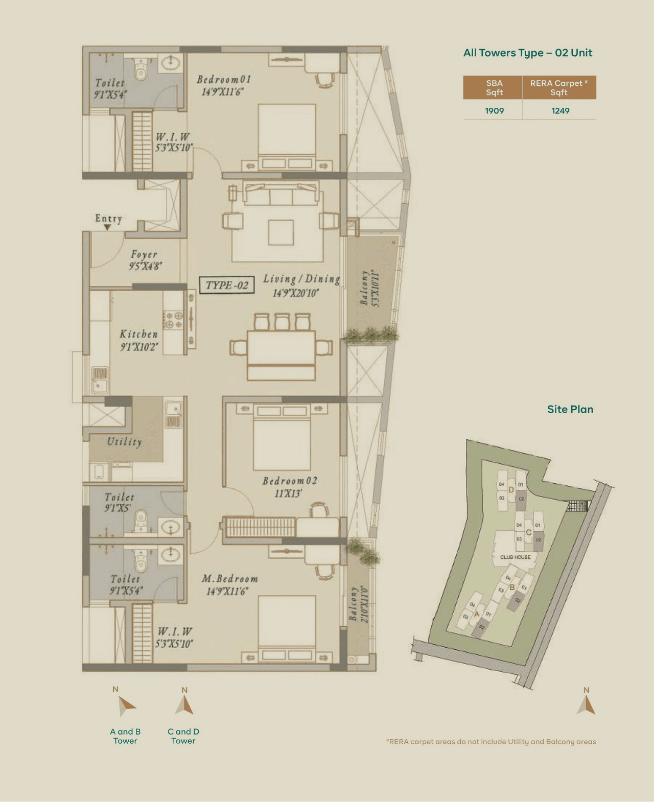 Vista Visista Unit plan - 1249 sq.ft.