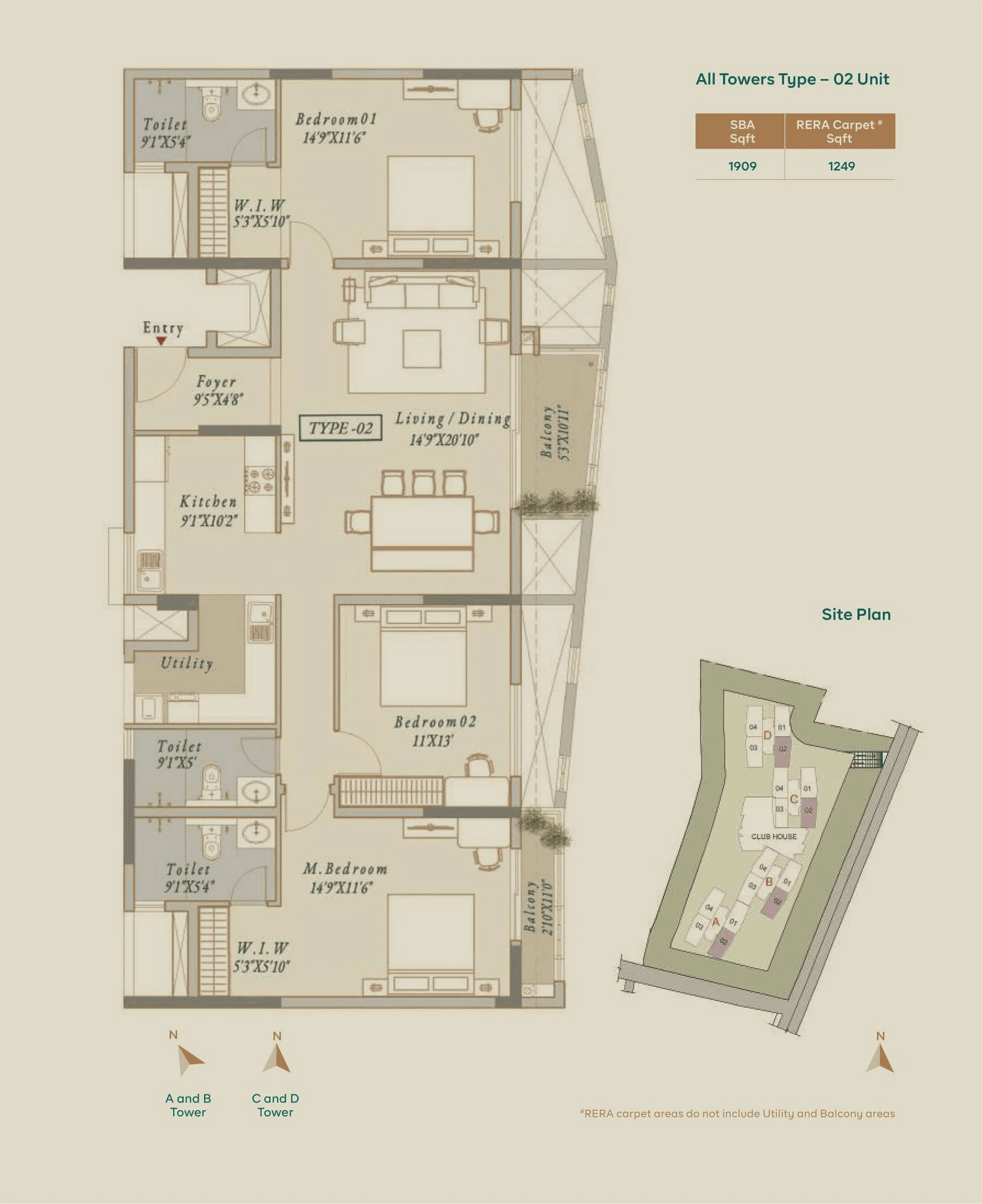 Vista Visista Unit plan - 1249 sq.ft.