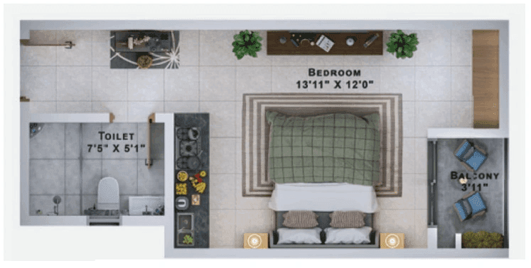 Sattva Lumina Unit plan - 269 sq.ft.