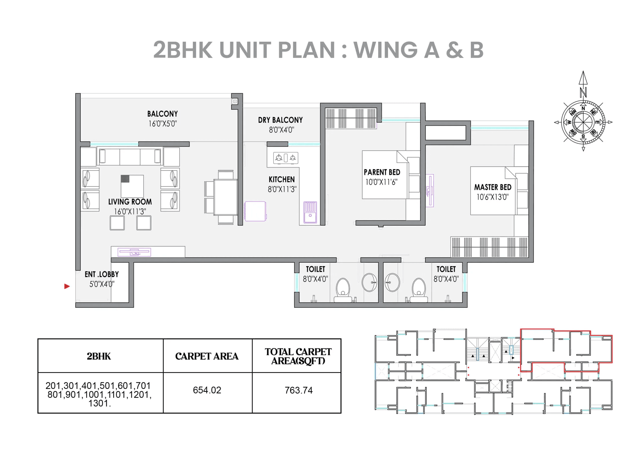 Unit plan - 764 sq.ft.