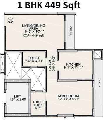Majestic Casa Bella Unit plan - 449 sq.ft.