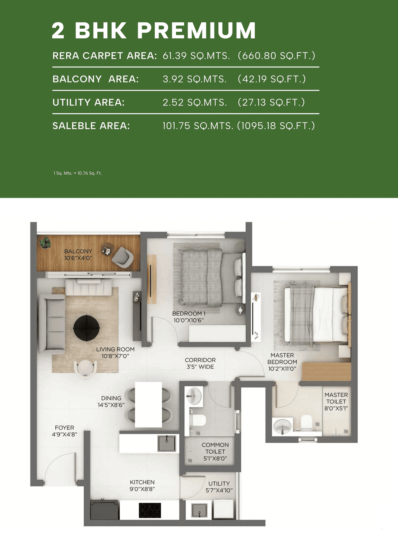 Godrej Parkshire Unit plan - 660 sq.ft.