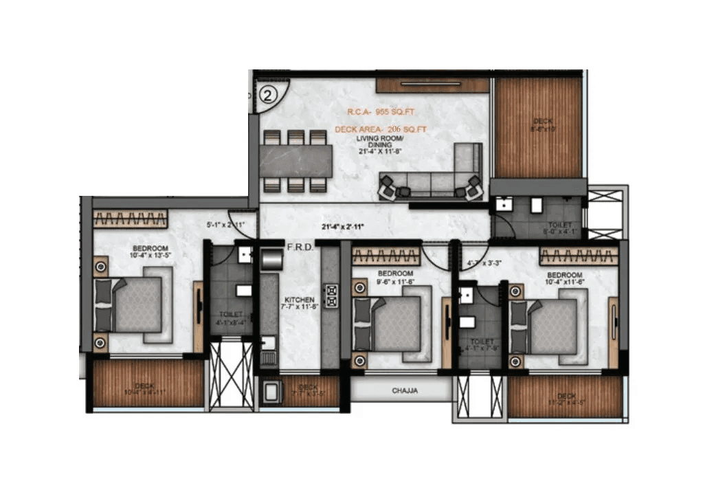 Rishabraj Phoenix Unit plan - 1161 sq.ft.