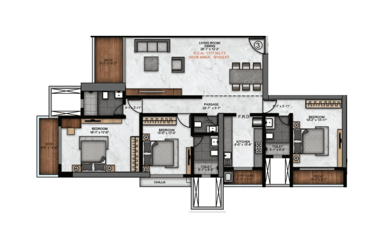 Rishabraj Phoenix Unit plan - 1358 sq.ft.