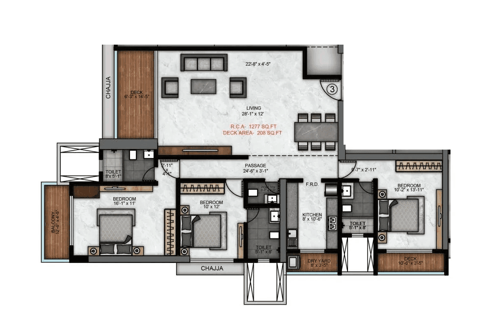 Rishabraj Phoenix Unit plan - 1485 sq.ft.
