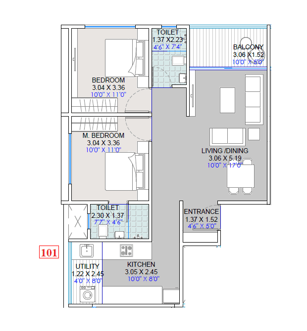 Majestique Swapnangan Unit plan - 770 sq.ft.