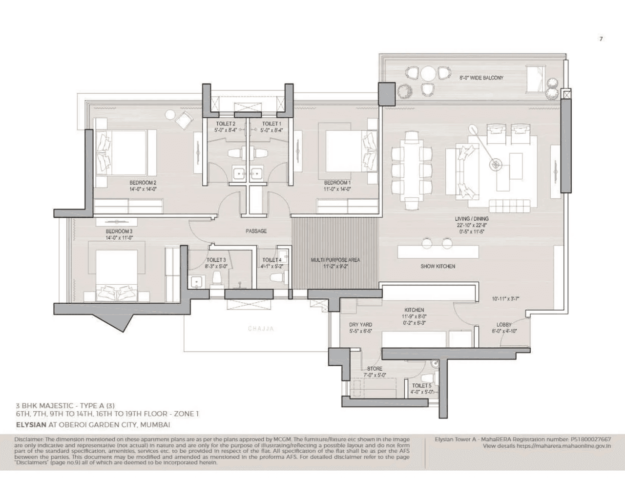 Oberoi Garden City - Elysian Unit plan - 1819 sq.ft.