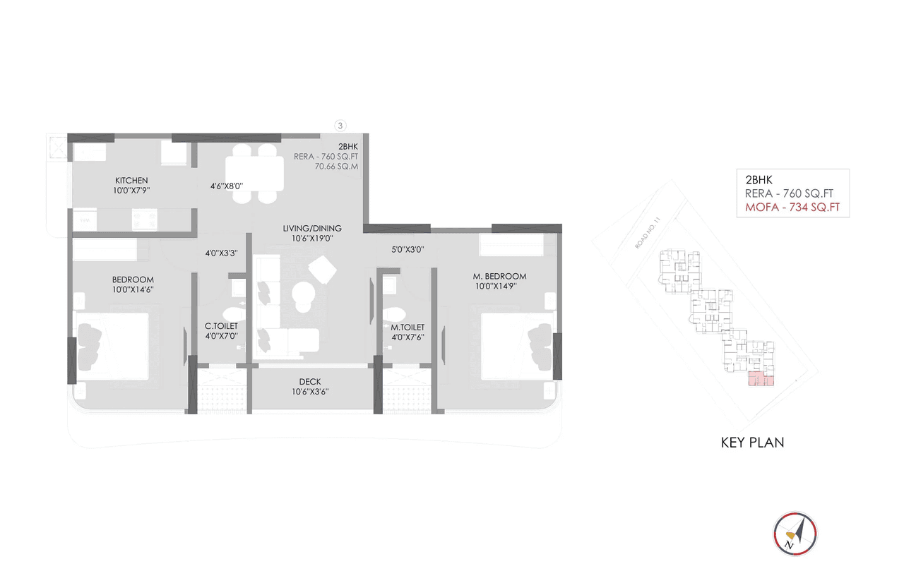 Jet Trinity Tower Unit plan - 760 sq.ft.