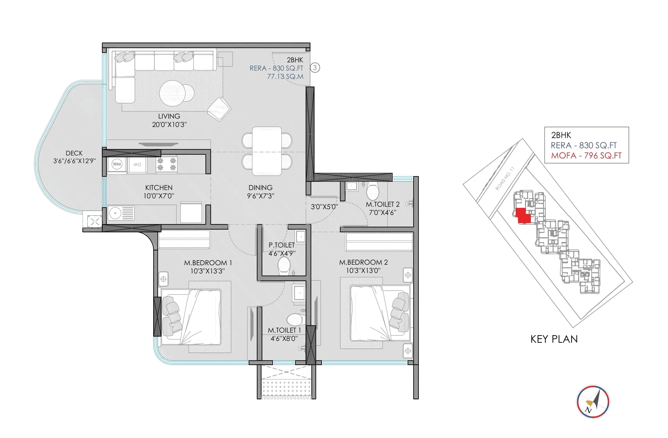 Unit plan - 830 sq.ft.