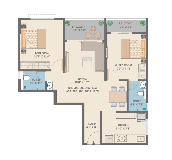 Unit plan - 781 sq.ft.