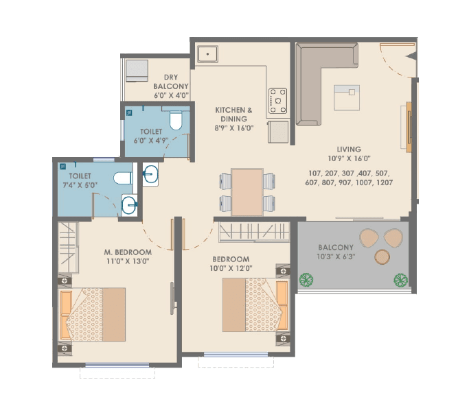 Unit plan - 811 sq.ft.