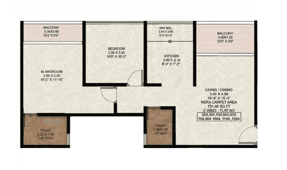 Tulip Infinity Solaria Unit plan - 722 sq.ft.