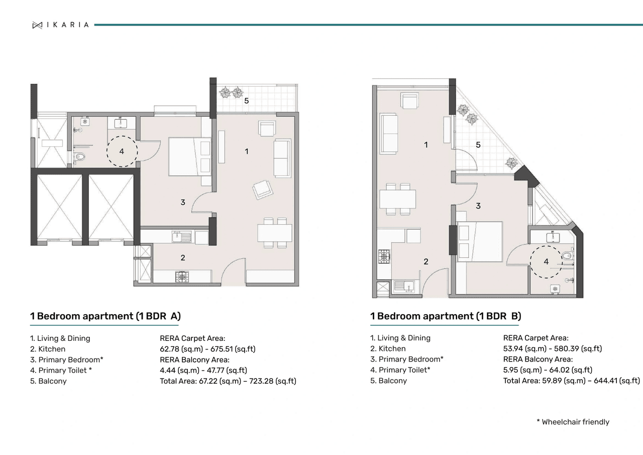 Adani Ikaria Unit plan - 733 sq.ft.