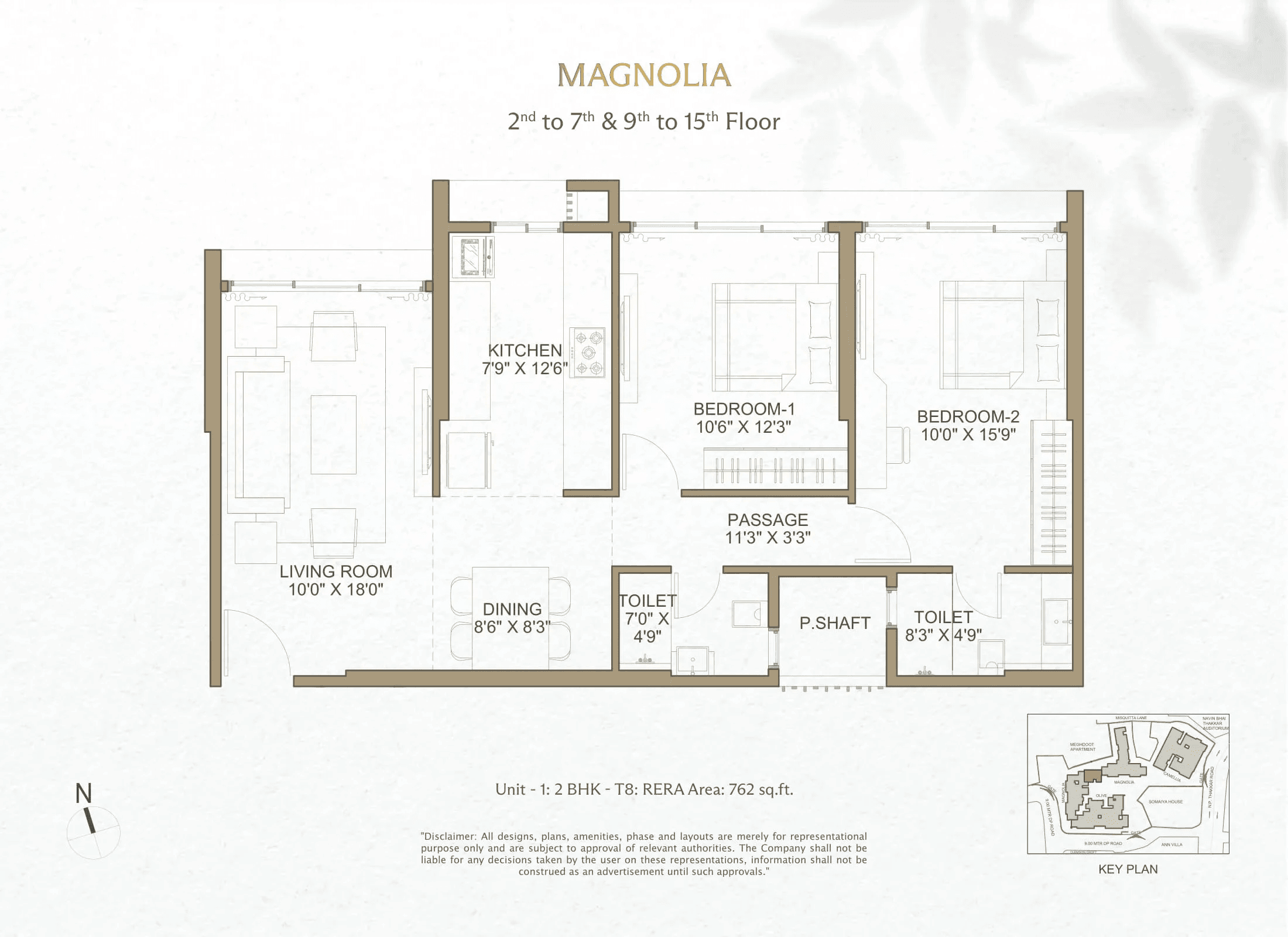 Unit plan - 762 sq.ft.