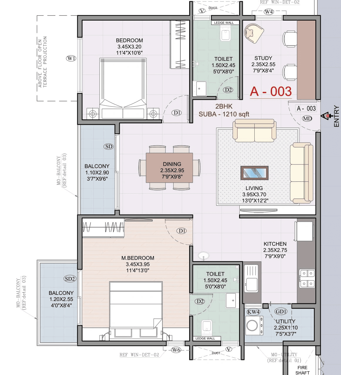 Myhna Orchid Unit plan - 791 sq.ft.