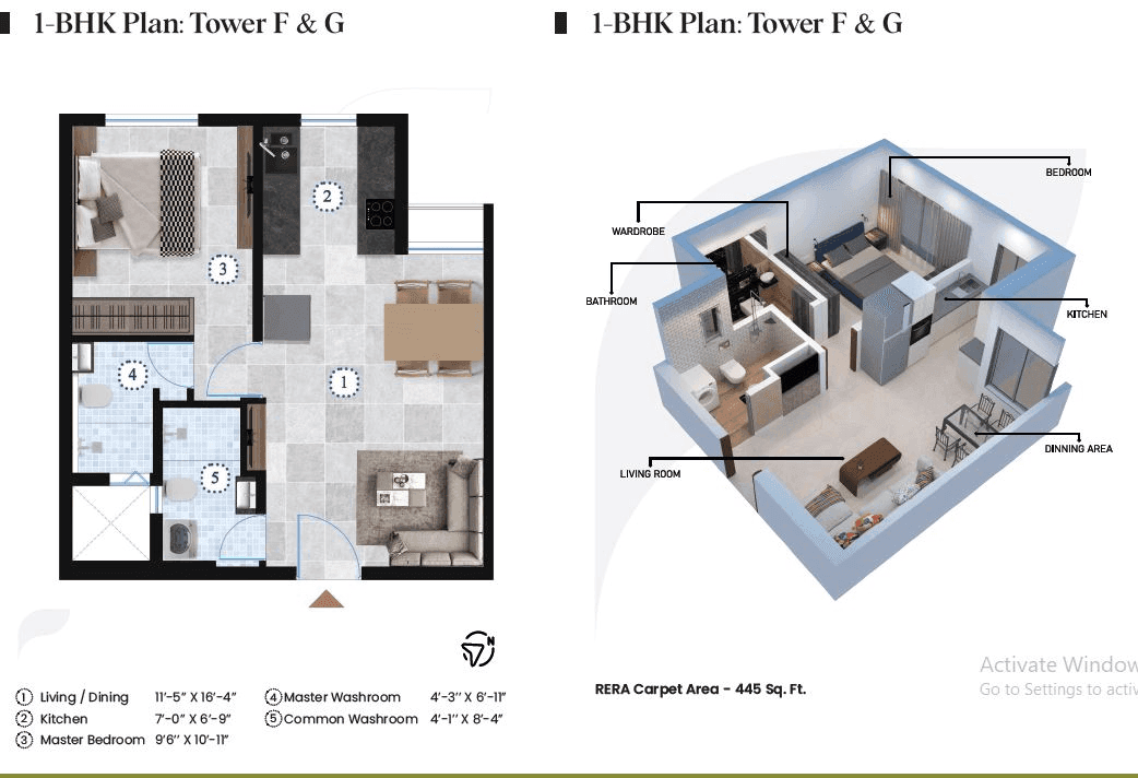 Starwing I Stay Unit plan - 445 sq.ft.