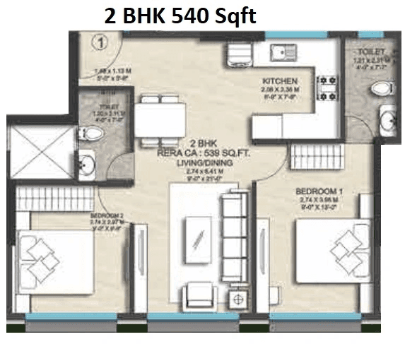 Unit plan - 540 sq.ft.