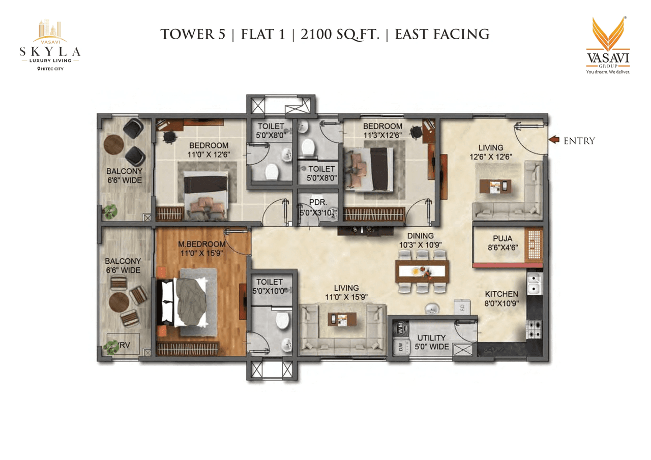 Vasavi Skyla Unit plan - 1257 sq.ft.