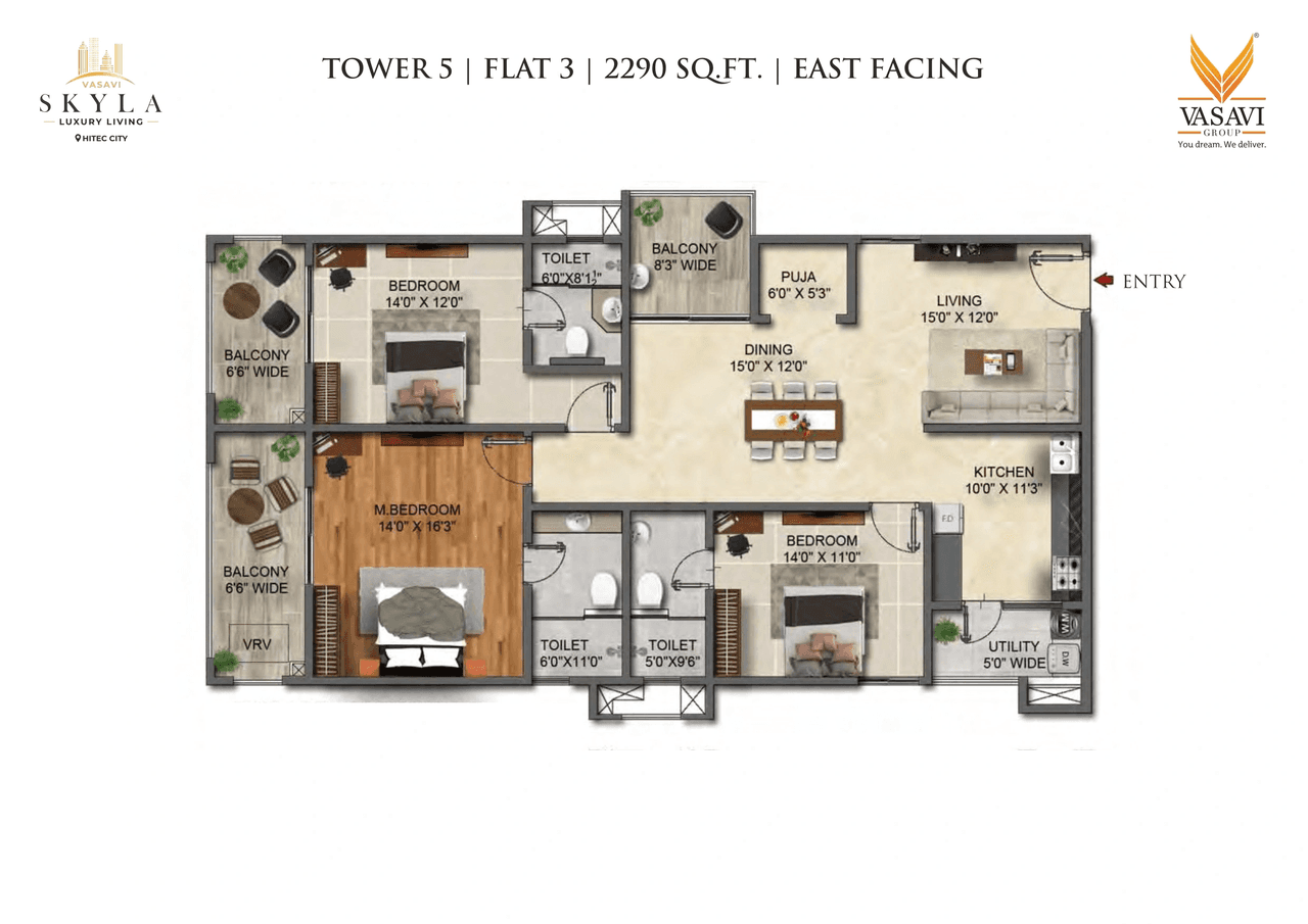 Vasavi Skyla Unit plan - 1313 sq.ft.