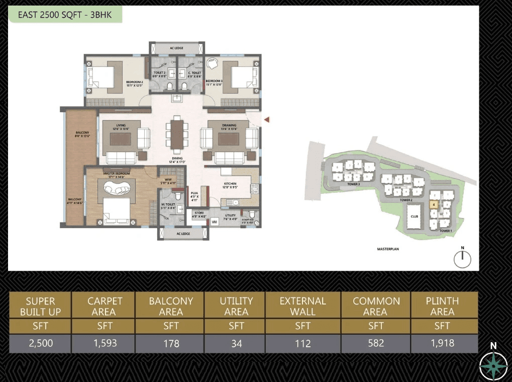 Cybercity Trevita Unit plan - 1593 sq.ft.