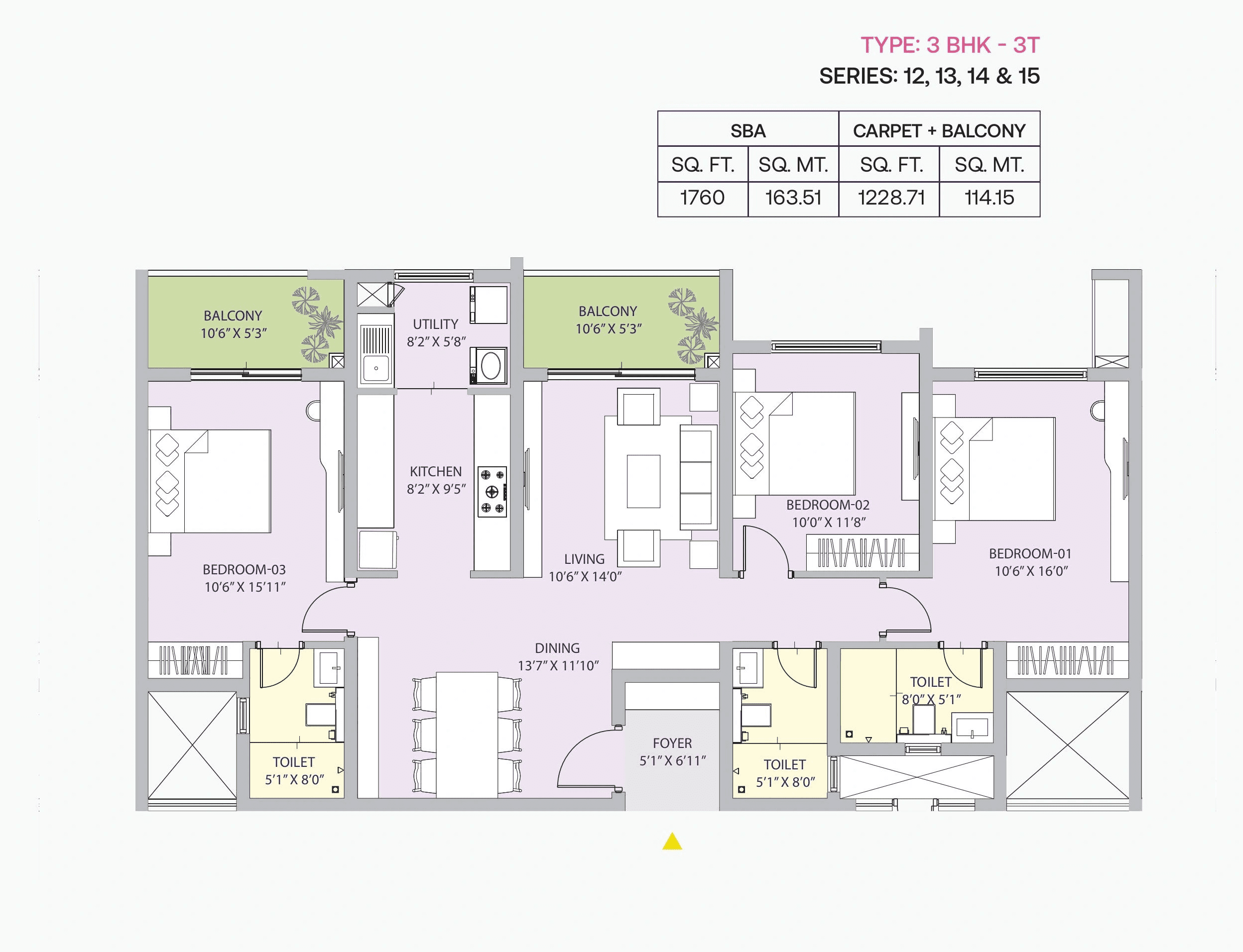 Unit plan - 1232 sq.ft.