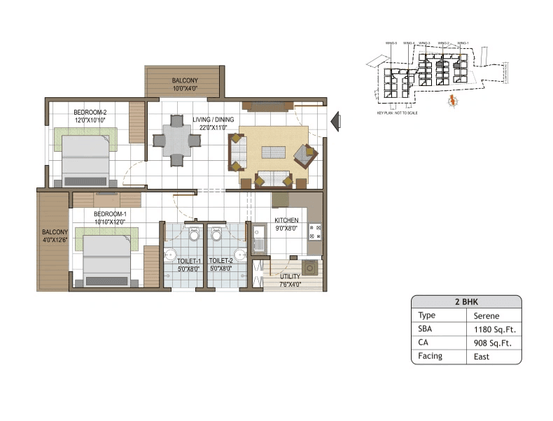 Elegant Tranquility Unit plan - 909 sq.ft.