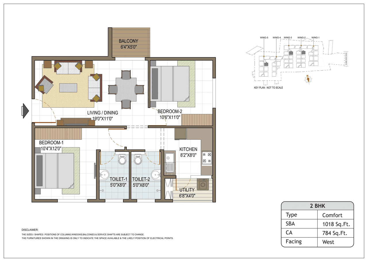 Elegant Tranquility Unit plan - 784 sq.ft.