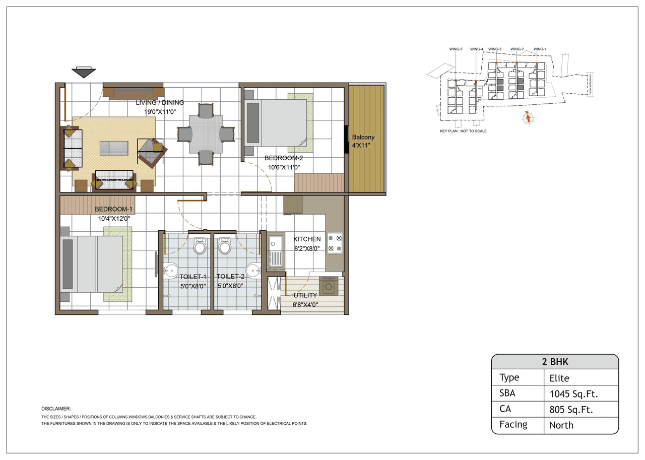 Elegant Tranquility Unit plan - 805 sq.ft.