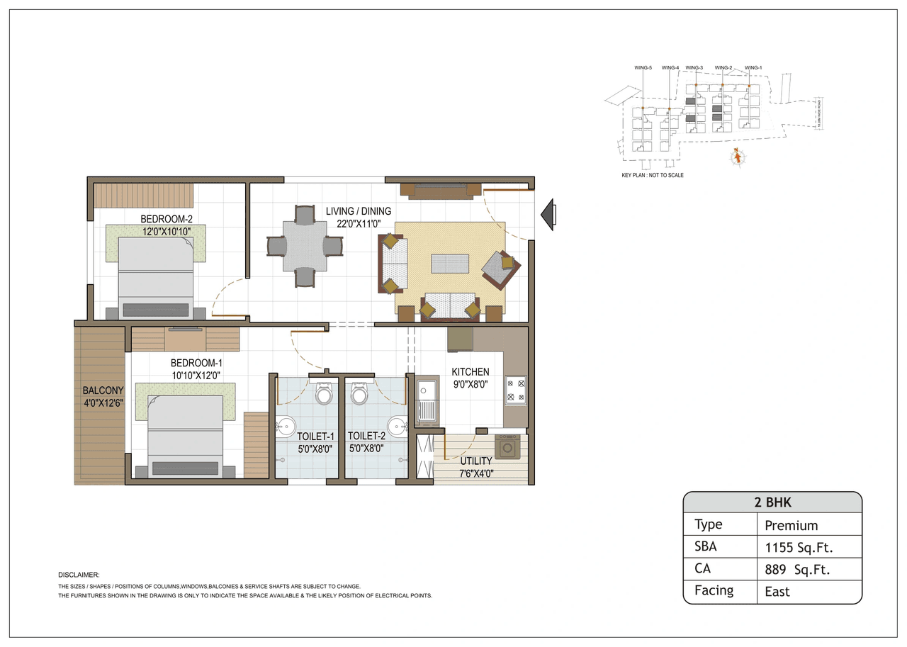 Elegant Tranquility Unit plan - 889 sq.ft.
