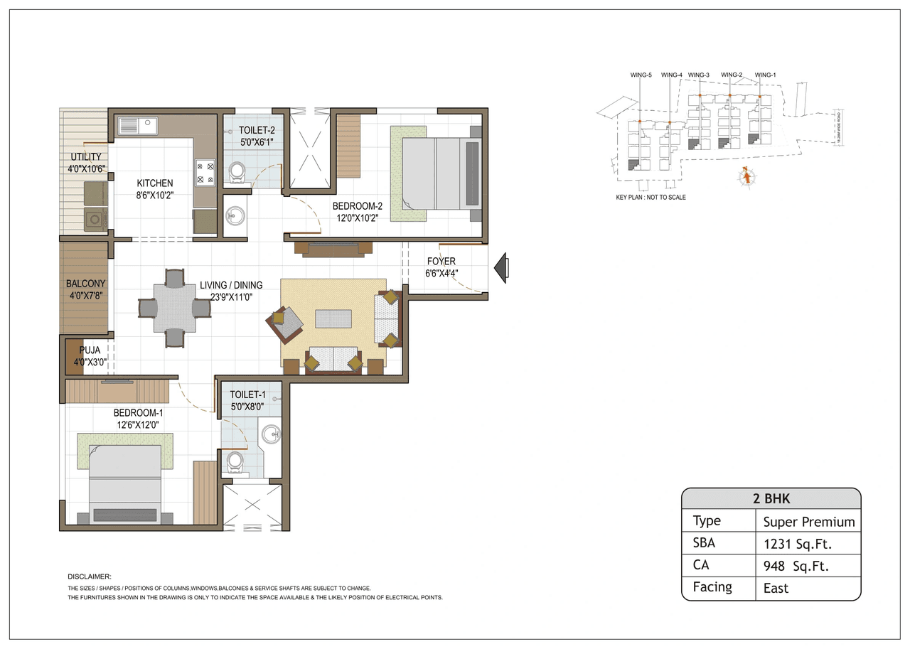 Elegant Tranquility Unit plan - 948 sq.ft.