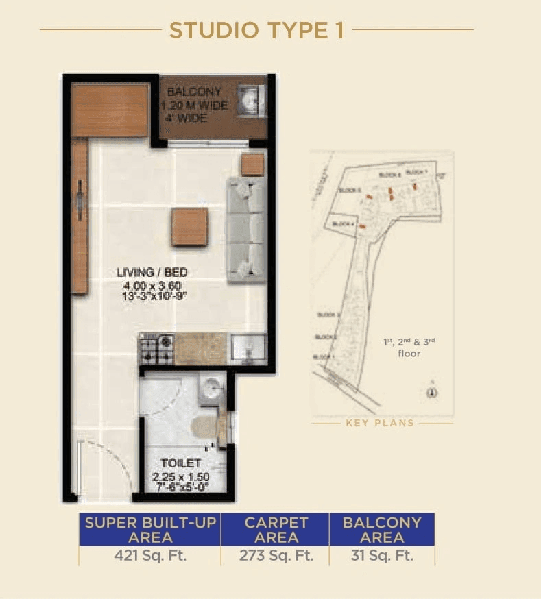 Sattva Simplicity Unit plan - 273 sq.ft.