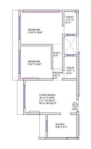 Unit plan - 564 sq.ft.