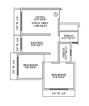 Sanjari Shanta Bhavan Unit plan - 589 sq.ft.