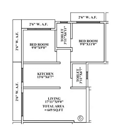 Sanjari Shanta Bhavan Unit plan - 649 sq.ft.