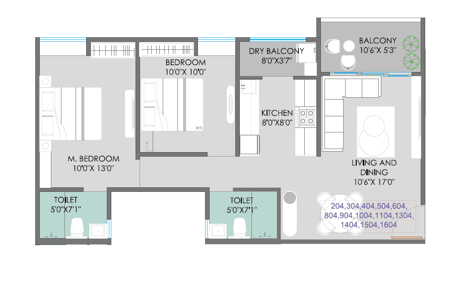 Rajveer Garima Unit plan - 765 sq.ft.