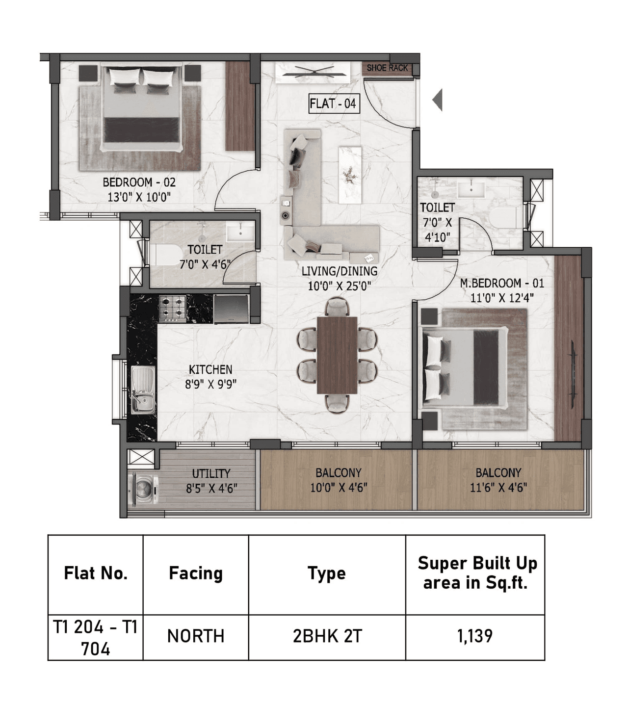 MSR Passion Square Unit plan - 820 sq.ft.