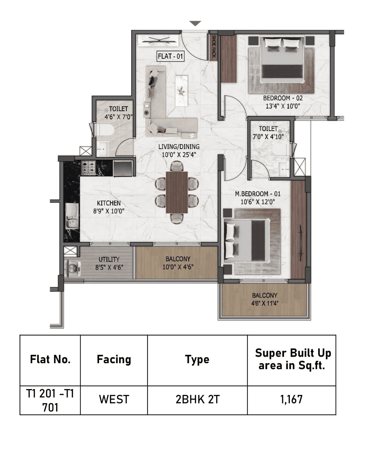 MSR Passion Square Unit plan - 840 sq.ft.