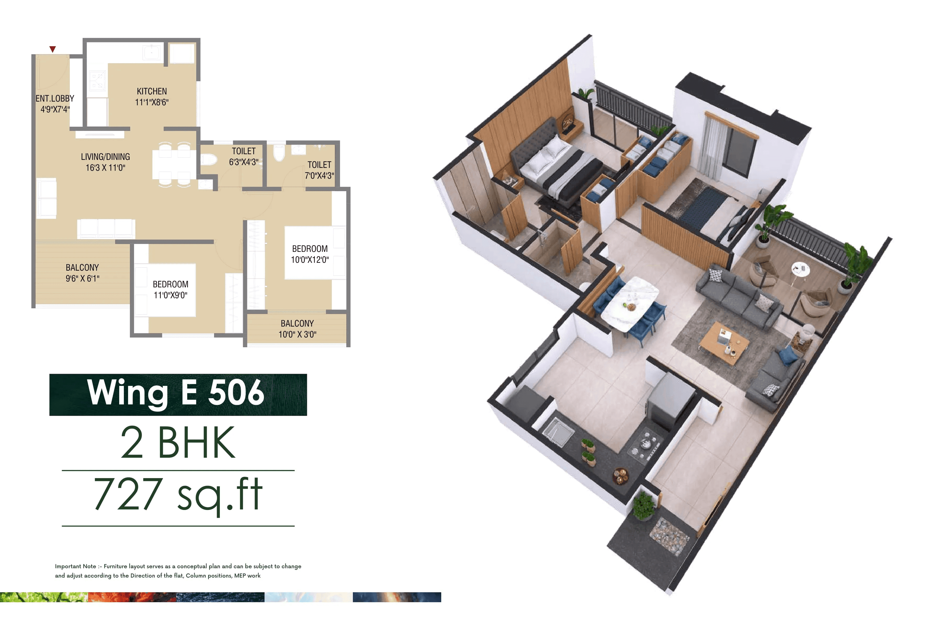 Unit plan - 727 sq.ft.