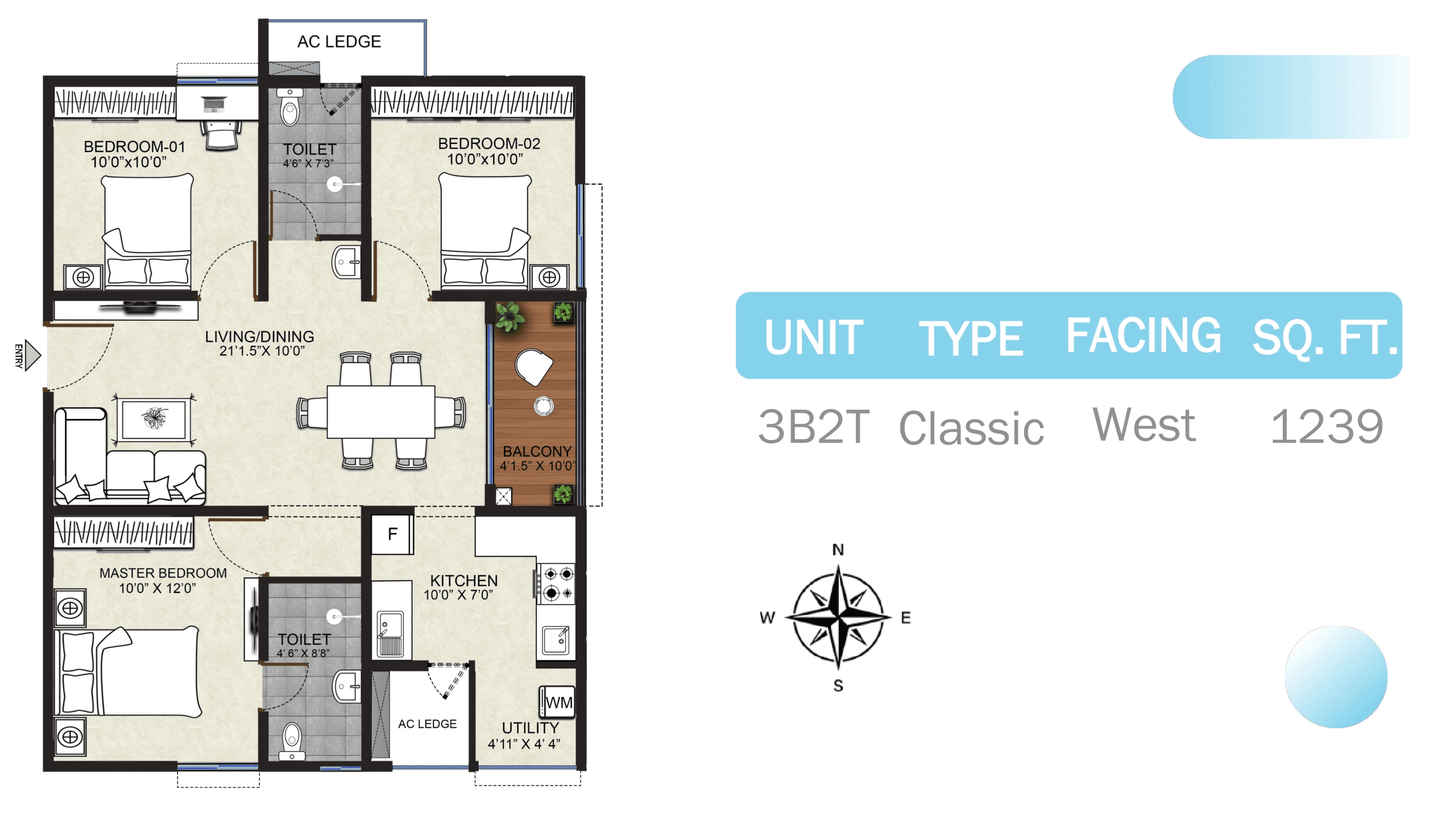 Unit plan - 867 sq.ft.