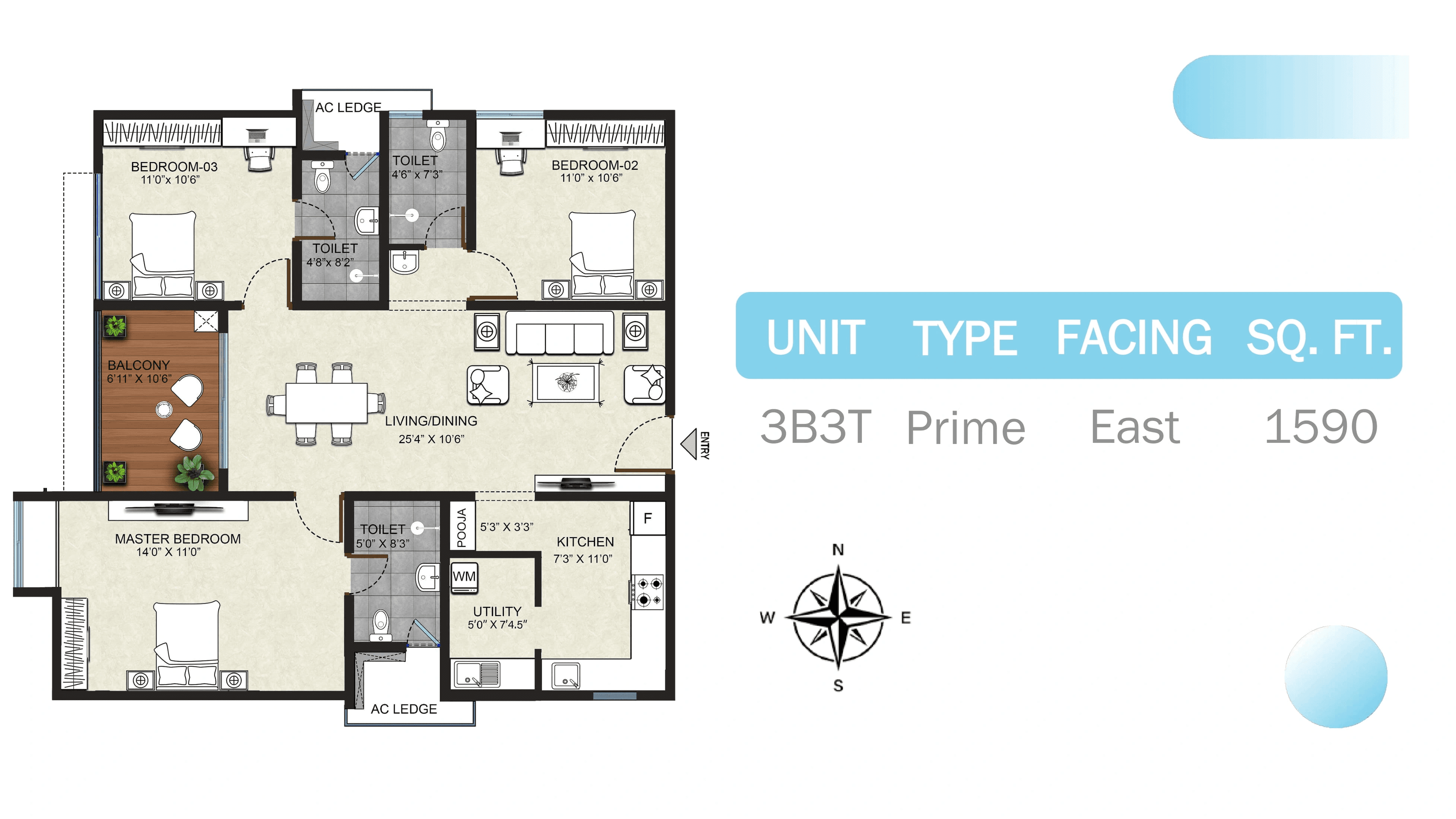 Unit plan - 1113 sq.ft.