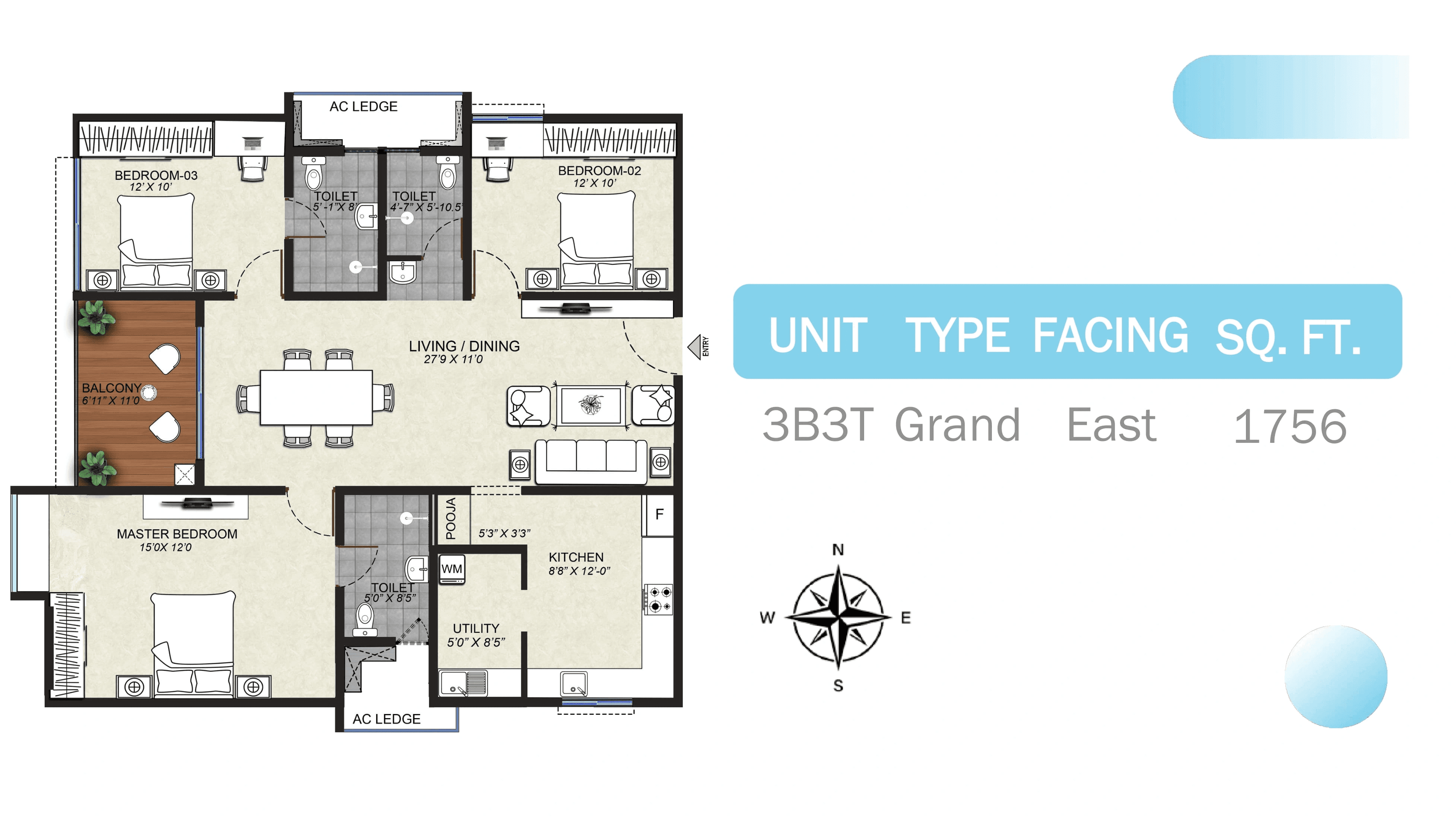 Unit plan - 1229 sq.ft.